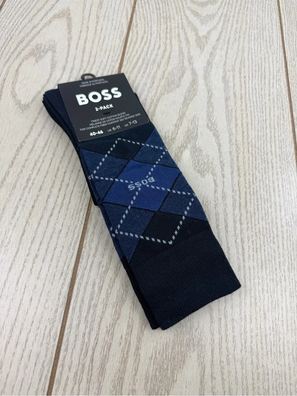 Boss Men's 2pk. Cotton Blend Socks US 7-13 / 40-46 / UK 6-11 Argyle Blue